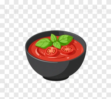 Bowl Of Tomato Soup With Basil Leaves PNG