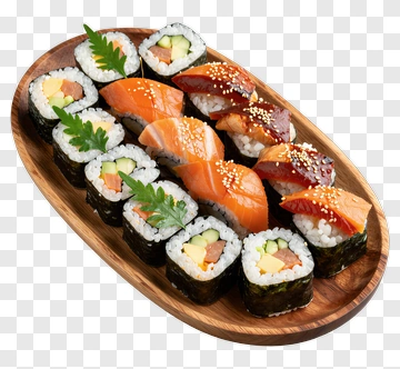 Sushi Platter With Salmon And Vegetables PNG