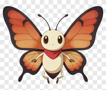 Cartoon Butterfly Character With Orange Wings PNG