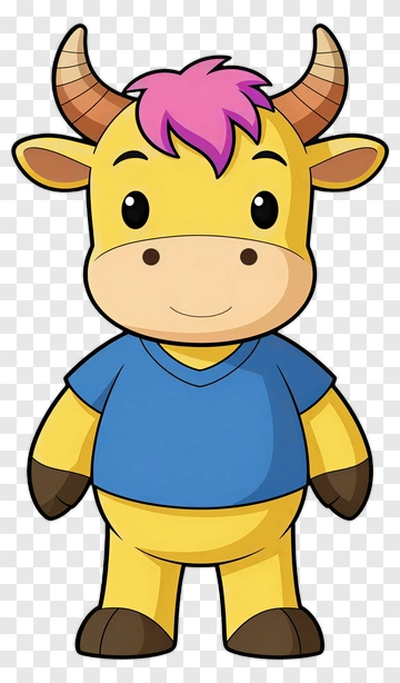 Cartoon Yellow Bull Character PNG