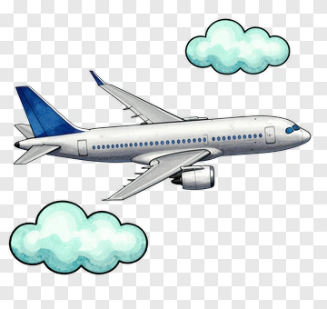 Airplane Flying Among Clouds PNG