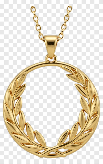 Gold Laurel Wreath Pendant Necklace PNG
