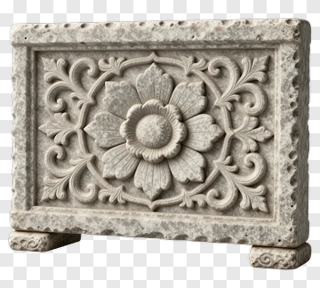 Carved Stone Decorative Panel PNG