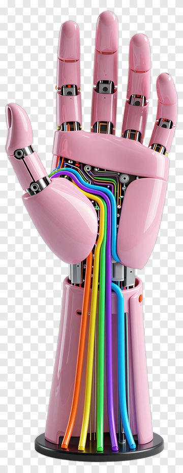 Robotic Hand With Colorful Cables PNG