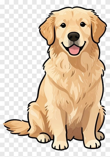 Cartoon Golden Retriever Sitting PNG
