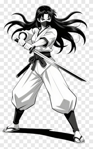 Anime Warrior Holding A Sword PNG