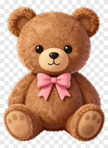 Cartoon Teddy Bear With Pink Bow PNG
