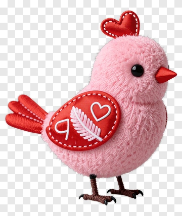 Felt Bird With Heart Design PNG