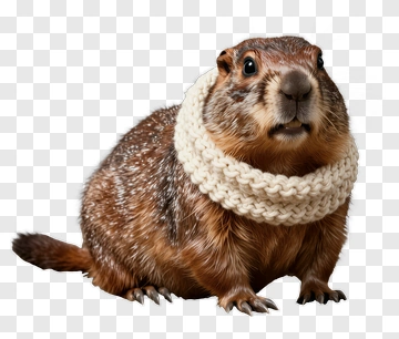 Marmot Wearing A Knitted Scarf PNG
