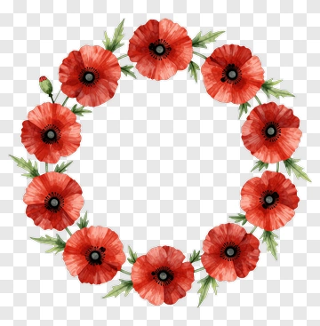 Red Poppy Flower Wreath PNG