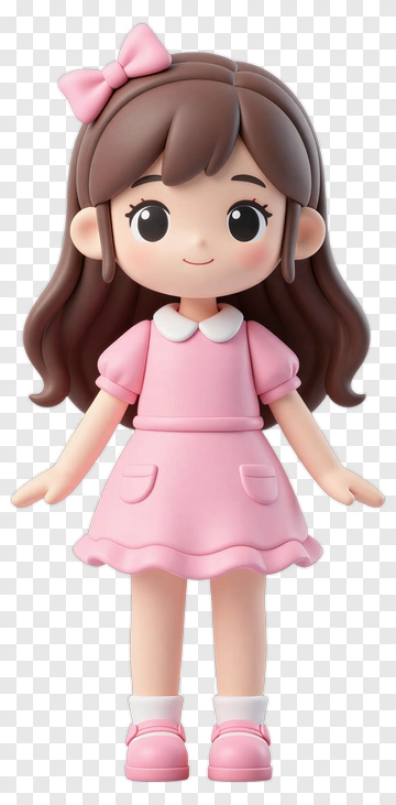 Cartoon Girl In Pink Dress PNG
