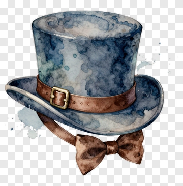 Watercolor Top Hat With Bow Tie PNG