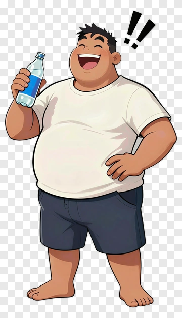 Happy Cartoon Character Holding A Water Bottle PNG