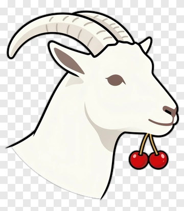 Cartoon Goat Holding Cherries PNG