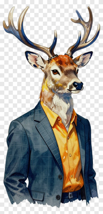Stylish Deer Wearing A Suit PNG