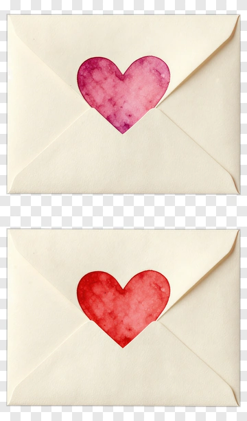 Watercolor Heart Cutout Envelopes PNG