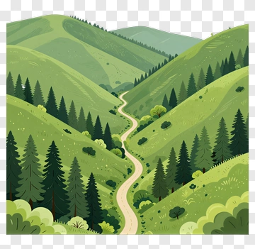 Lush Green Hills With Winding Path PNG