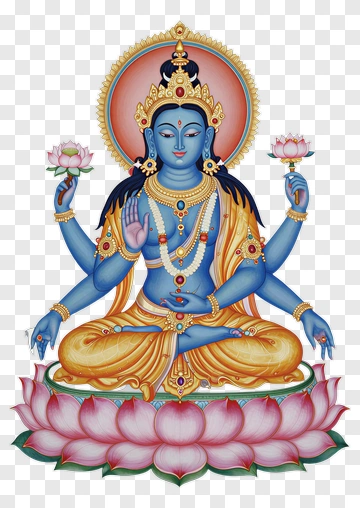 Blue Buddha Sitting On A Lotus Flower PNG