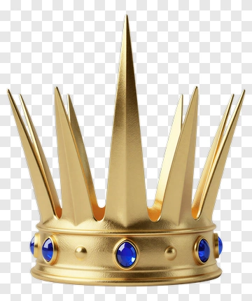 Golden Crown With Blue Jewels PNG
