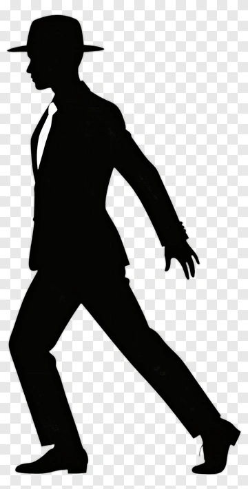 Silhouette Of A Man In A Suit Walking PNG