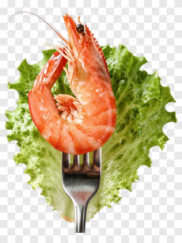 Shrimp On A Fork With Lettuce PNG