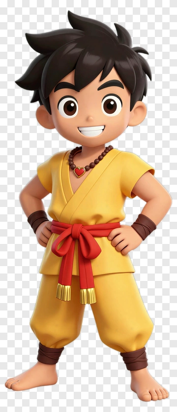Cartoon Boy In Yellow Martial Arts Outfit PNG
