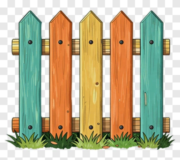 Colorful Wooden Fence PNG