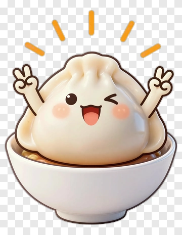 Cute Dumpling Character In A Bowl PNG