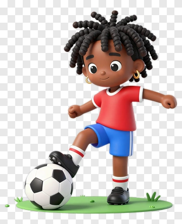 3D Child Kicking A Soccer Ball PNG