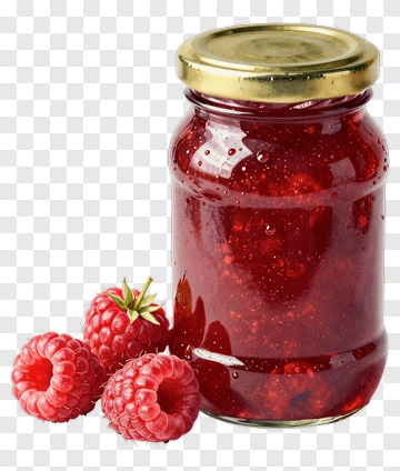 Raspberry Jam In Jar With Fresh Raspberries PNG