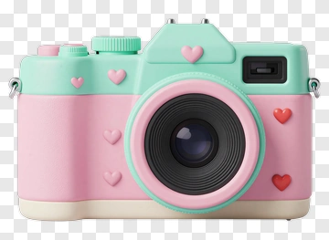 Colorful Camera With Heart Designs PNG