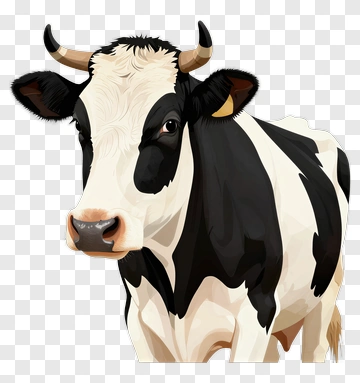 Realistic Cow With Black And White Fur PNG