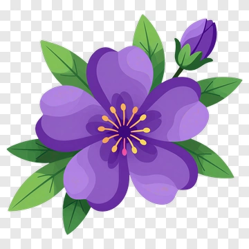 Colorful Flower With Leaves PNG