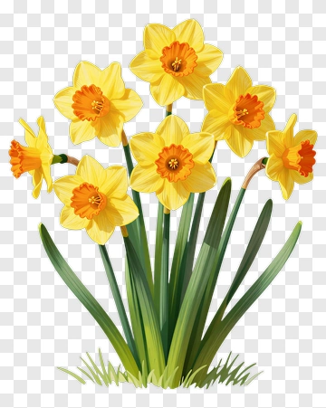 Colorful Daffodil Flower Bouquet PNG