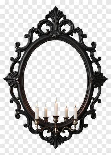 Ornate Black Candle Holder Frame PNG