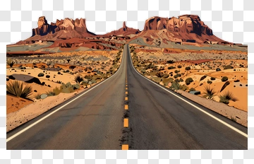 Desert Road Leading To Monument Valley PNG