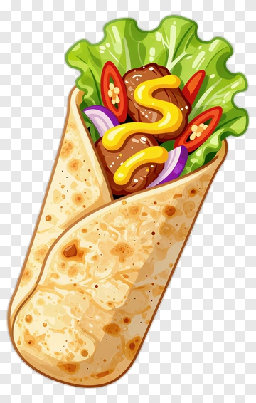 Delicious Wrap With Fresh Vegetables And Sauce PNG