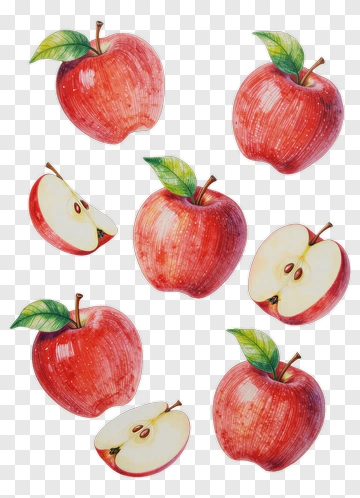 Red Apples With Slices PNG