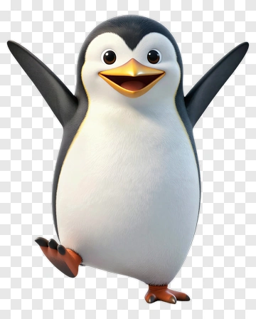 Cartoon Penguin With Outstretched Arms PNG