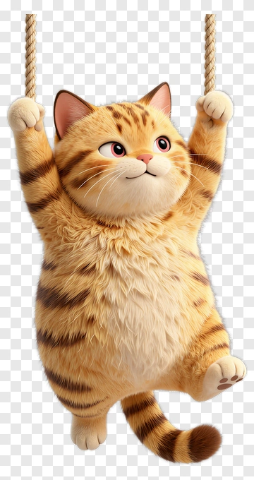 Cartoon Cat Hanging On A Rope PNG