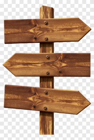Wooden Directional Signpost PNG