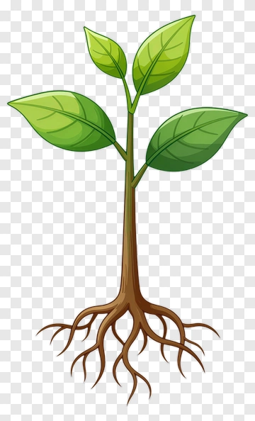 Colorful Plant With Green Leaves And Brown Roots PNG