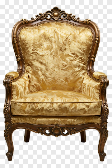 Vintage Ornate Gold Armchair PNG