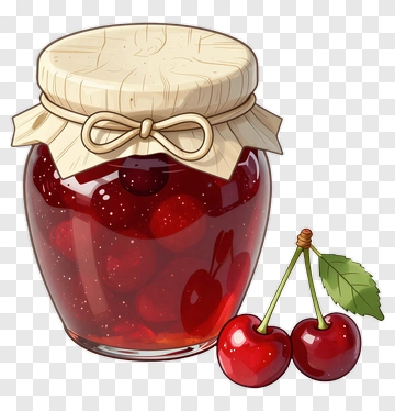 Jar Of Cherry Jam With Fresh Cherries PNG