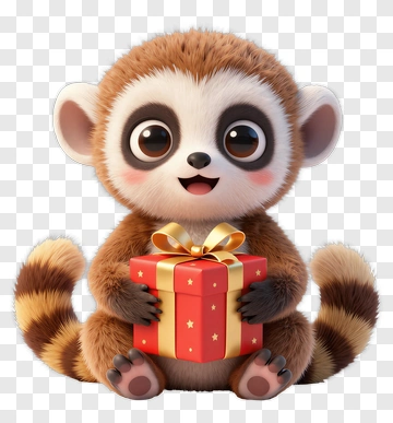 Cartoon Animal Holding A Gift Box PNG