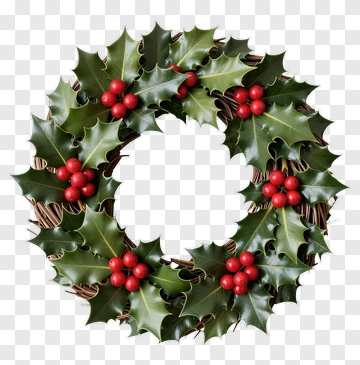 Holly Wreath With Red Berries PNG