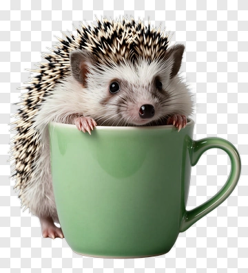 Hedgehog In A Green Cup PNG