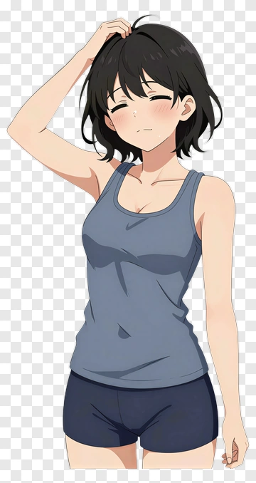 Anime Girl With Short Hair In A Sports Outfit PNG