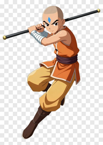 Aang Performing A Martial Arts Move PNG