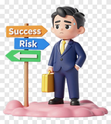 Businessman Standing At A Success And Risk Signpost PNG
